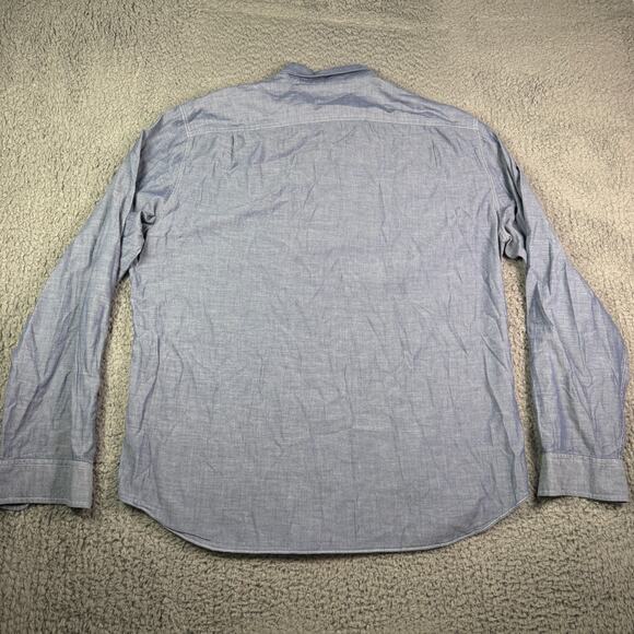 J Crew Shirt Mens XL Blue Lightweight Chambray Button Up Work Wear Pocket FLAWS - Picture 7 of 11